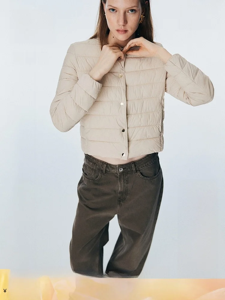 

Теплая хлопковая куртка для женщин, зимняя верхняя одежда с нейлоновым наполнителем, ребристый дизайн внутри и снаружи, H&M 2949, хлопковая одежда.