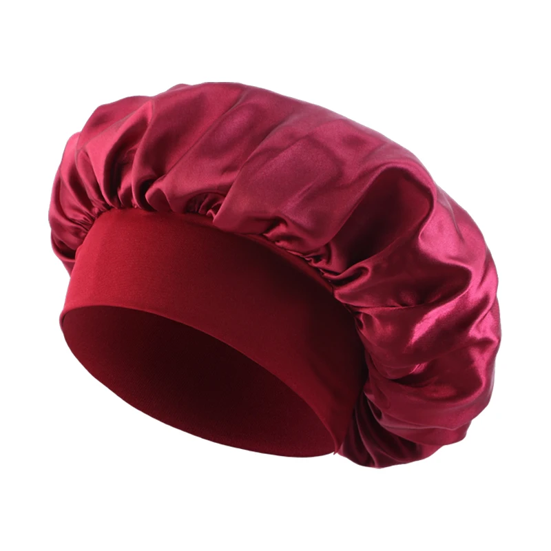 Neue frauen Satin Solide Breitkrempige Schlaf Hut Unisex Kopf Wrap Elastische Band Kappe Haarpflege Motorhaube Nacht Hut motorhaube de nuit – Detail 5