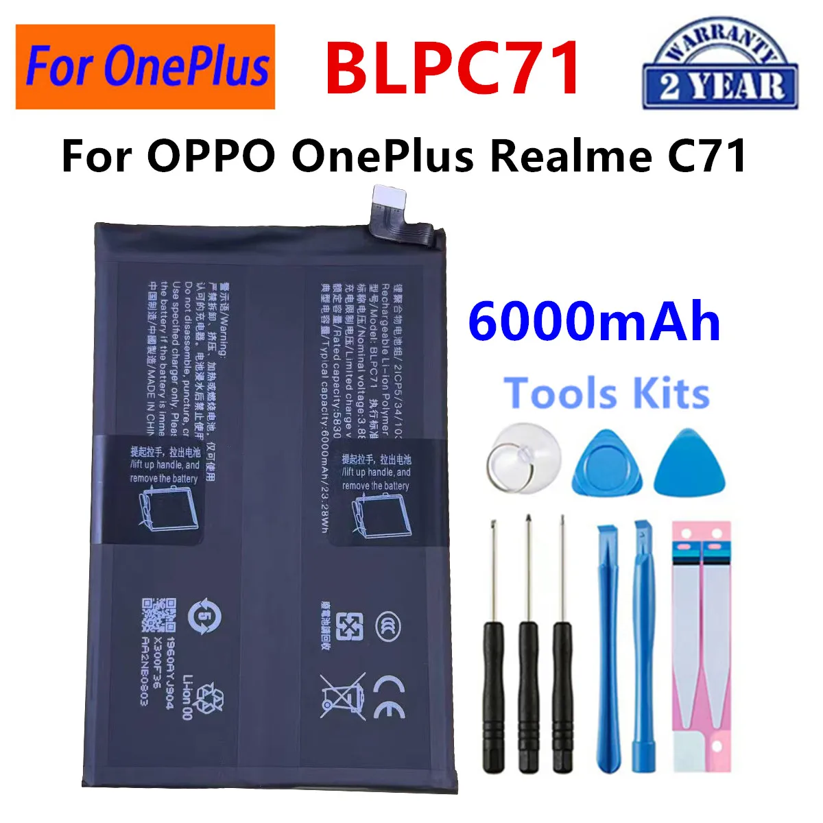 BLPC61 BLPC71 BLPC75 BLP749 Bateria do OPPO OnePlus Realme C71 OPPO Realme C75 Oppo Reno 14F Supervooc Realme X2 Pro — zdjęcie produktu 3
