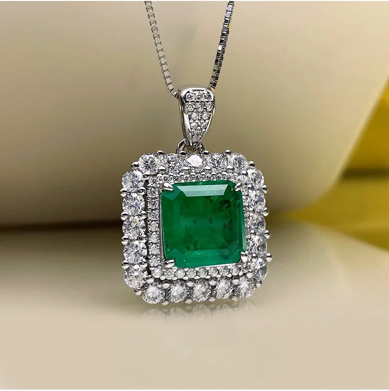 

New Fashion 5 Carat Heavy Industry Luxury Set Pendant Necklace 925 Silver Simple Engagement Jewelry