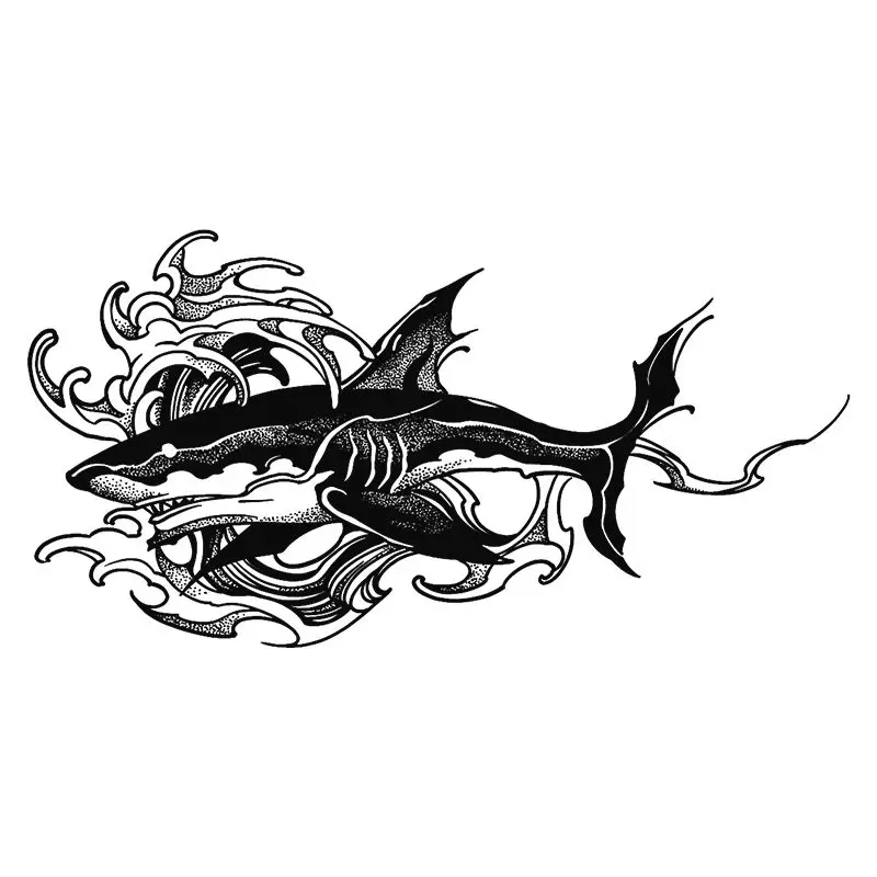 Deep-sea Shark Men's Temporary Tattoo Stickers Herbal Juice Fake Tattoos Lasting Punk Art Cheap Goods Fish Tatoo Festival Tatto