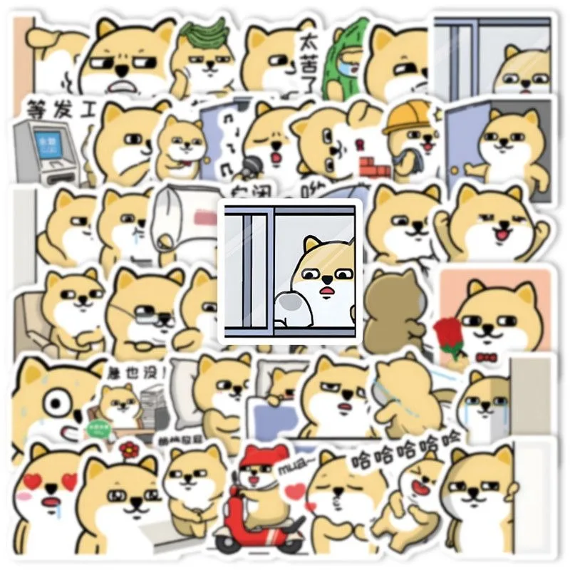 สติกเกอร์ตกแต่งลายกราฟฟิตี้สร้างสรรค์ลายการ์ตูนชิบะอินุ 100 ชิ้น