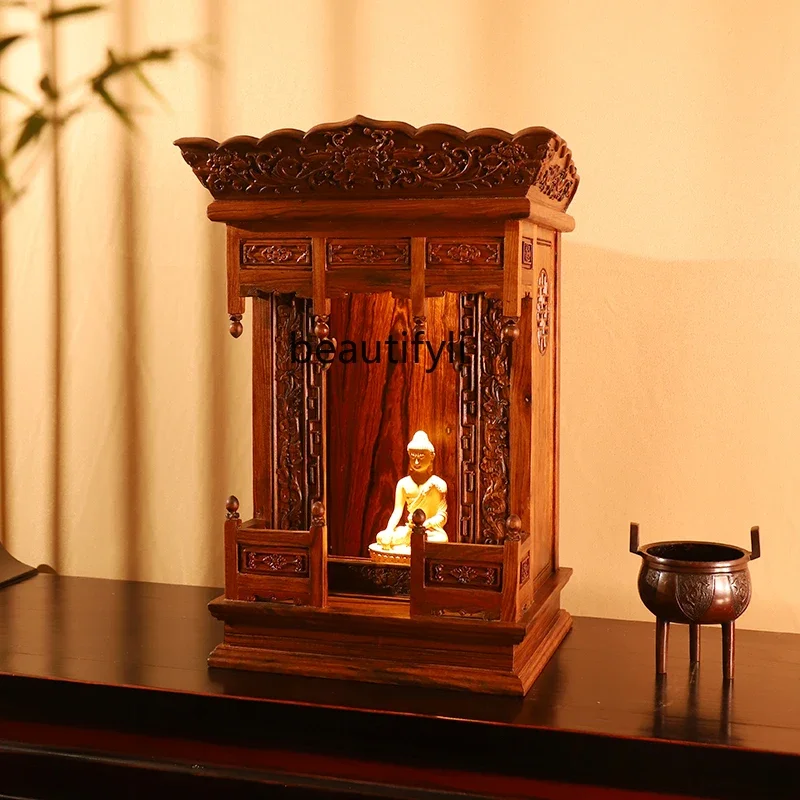 يمكن تعليق خزانة بوذية متخصصة من الخشب الصلب على الطراز الصيني على الحائط، وطاولة البخور، وطاولة عرض قاعة معبد الضرير