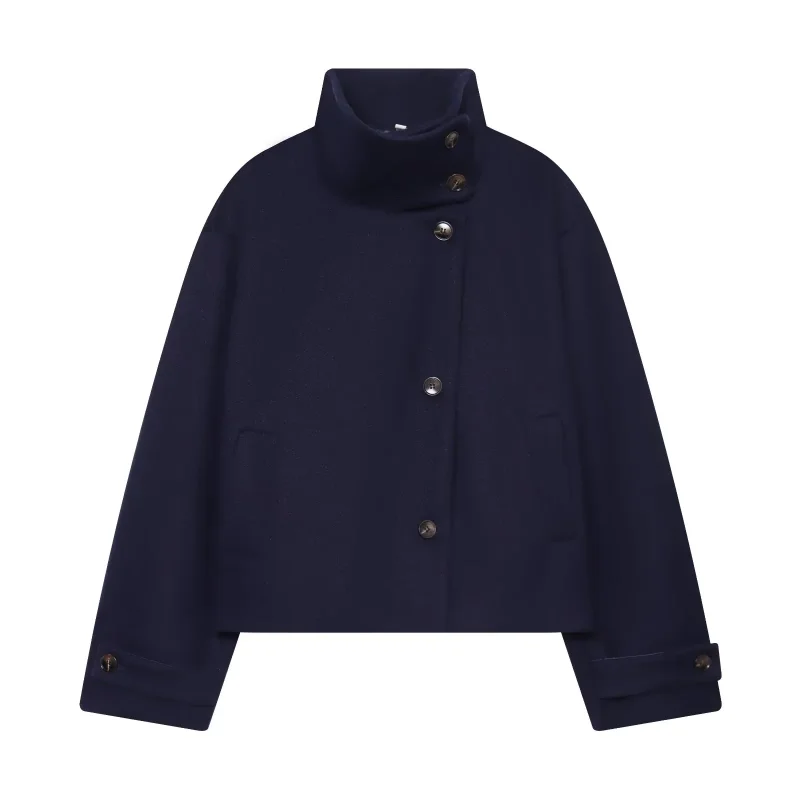 2026 Herbst Winter Neuankunft Damen Einfarbiger Mantel Langarm Stehkragen Oberbekleidung Täglicher Chic Damen Modejacke – Detail 33