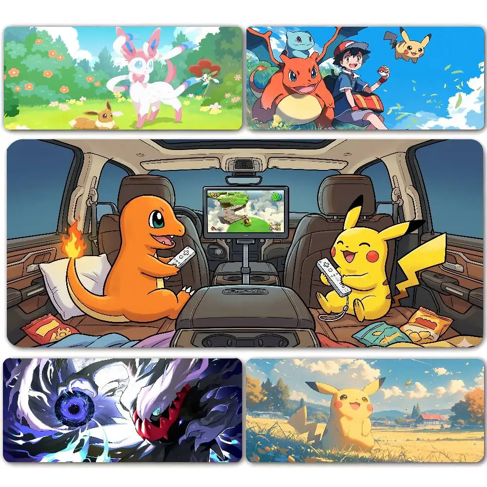 Pokemon Jolteon Gaming Mouse Pad Large Desk Mat 2MM Stitched Edge Non Slip Rubber Base Keyboard Pad Office Laptop Table Decor