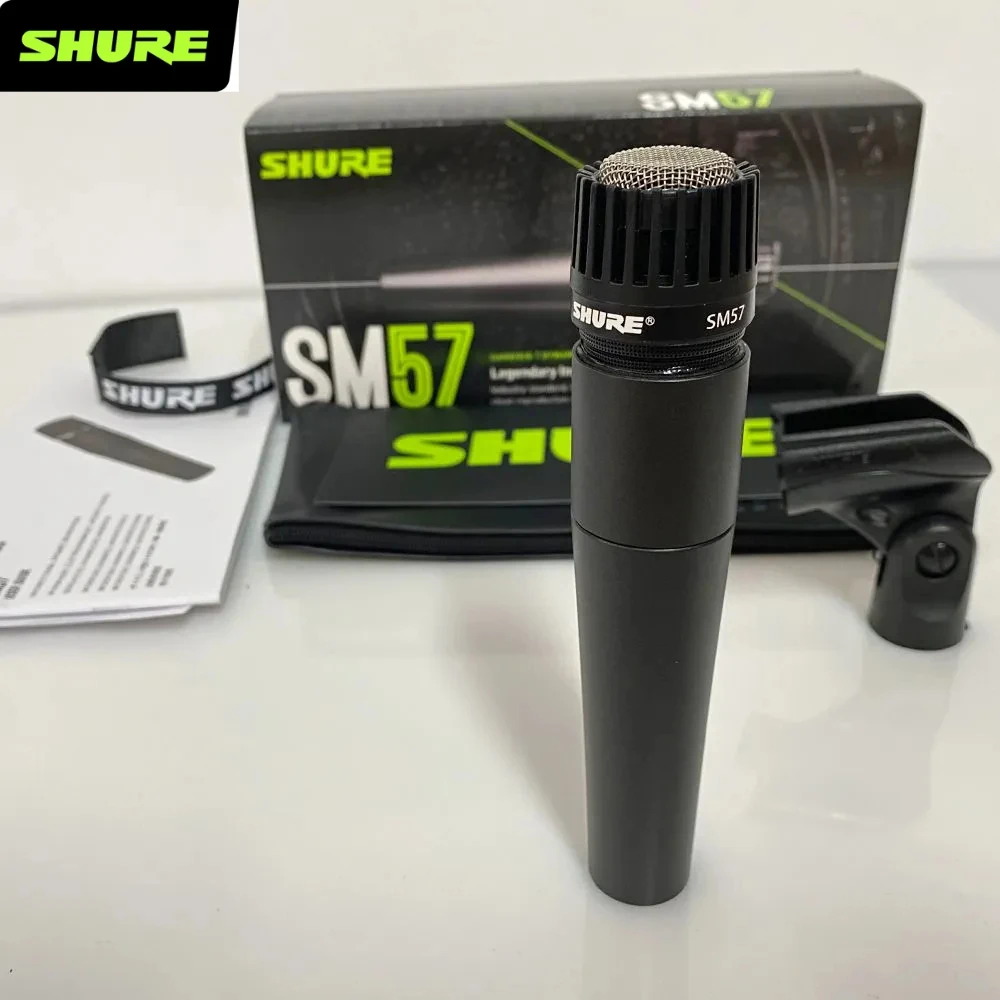 Microfone Dinâmico Unidirecional Profissional Original Shure SM57, Metálico, Com Fio, Para Performance ao Vivo, Karaoke e Vocais