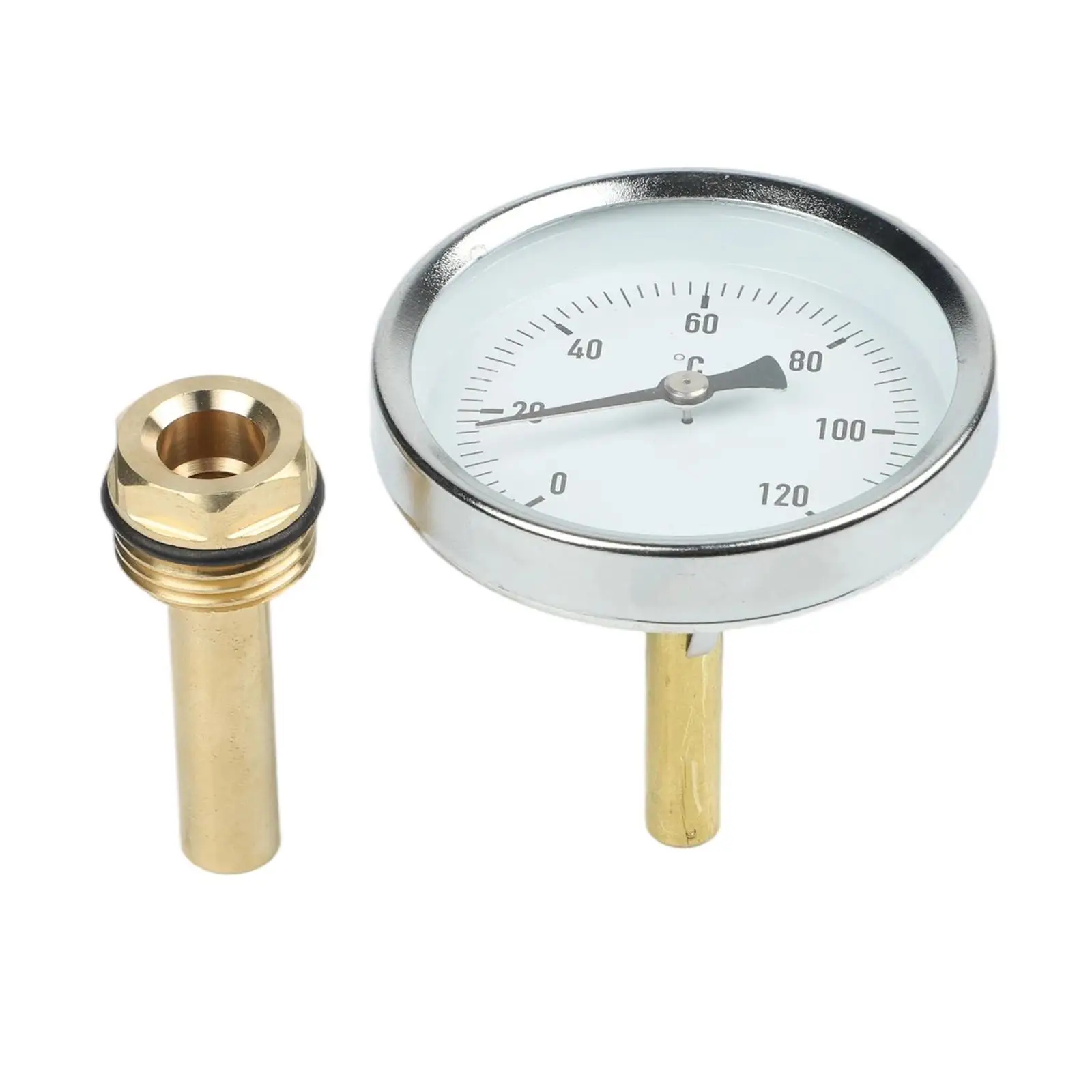 

Analog Thermometer Bimetallic Thermometer Copper Sleeve 56mm Easy Reading Long Service Life Thermometer With Brass Sleeve