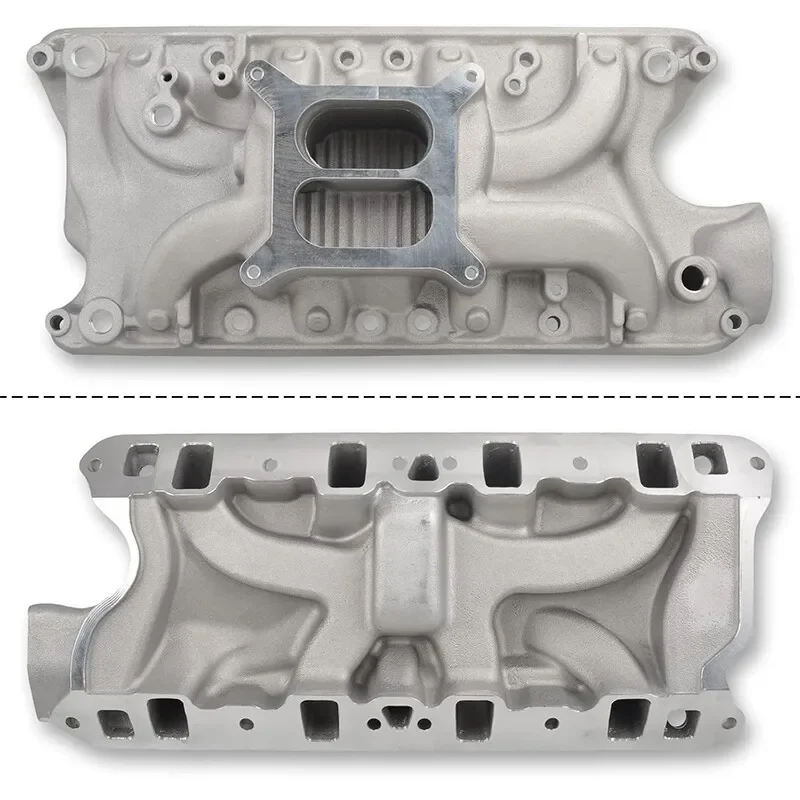 Впускной коллектор, полированный двойной плоский для небольшого блока Ford SBF 260 289 302, алюминий, серебристый