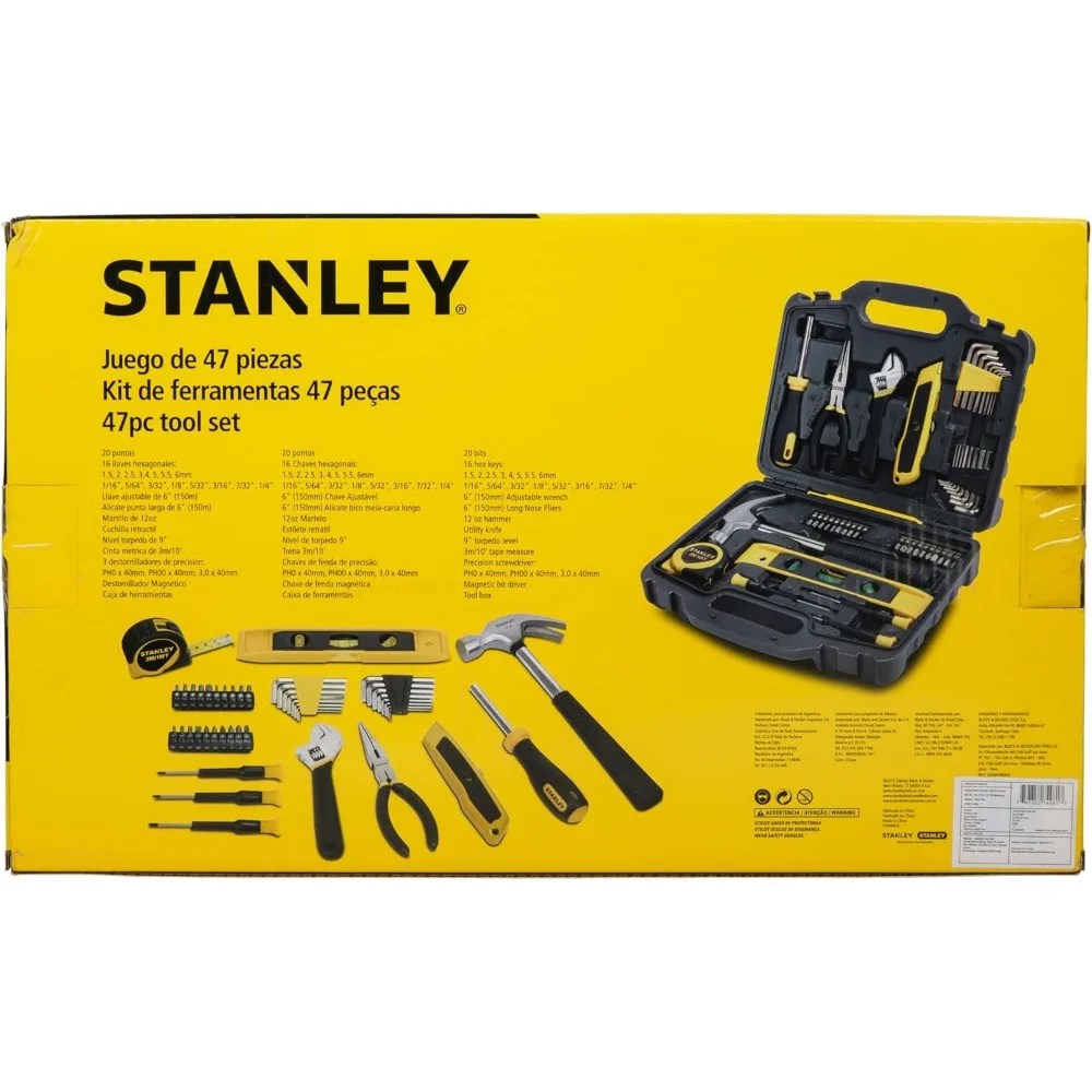 STANLEY STHT74981 Small Home Tool Kit For Home & DIY Use(47-pieces) - Includes Screwdriver, Hammer, Wrench, Pliers, Measurement