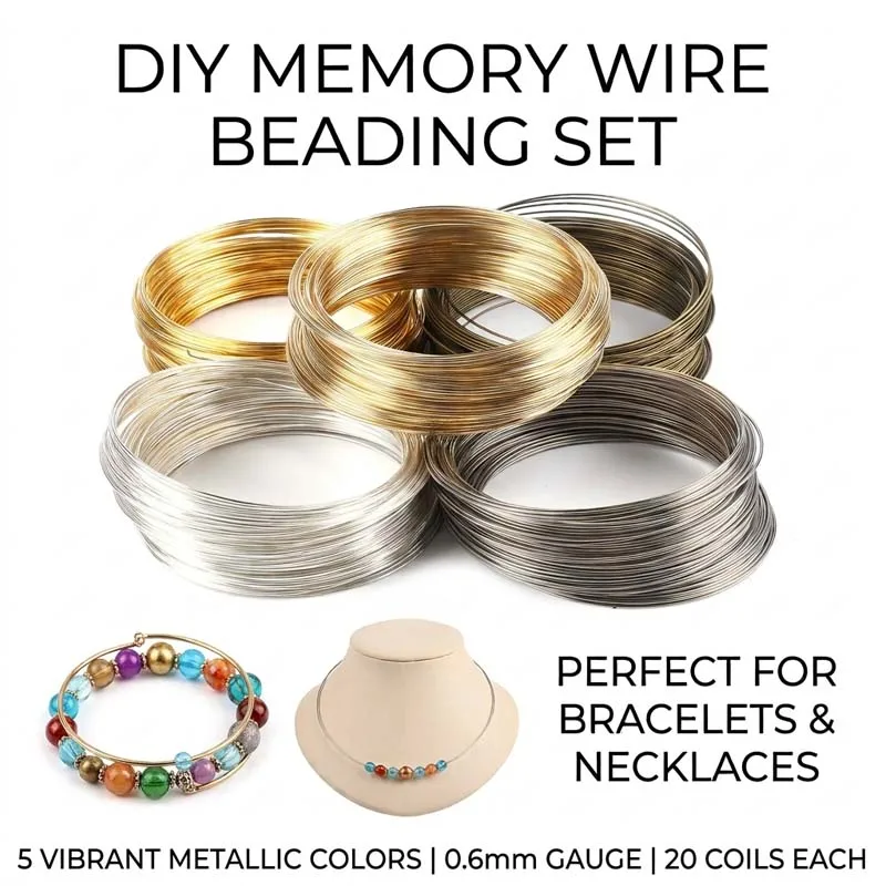 20Loops  Silver Gold Memory Beading Steel Wire For DIY Jewelry Findings Bead Stringing Craft Supplies DIY Clothing Accessories