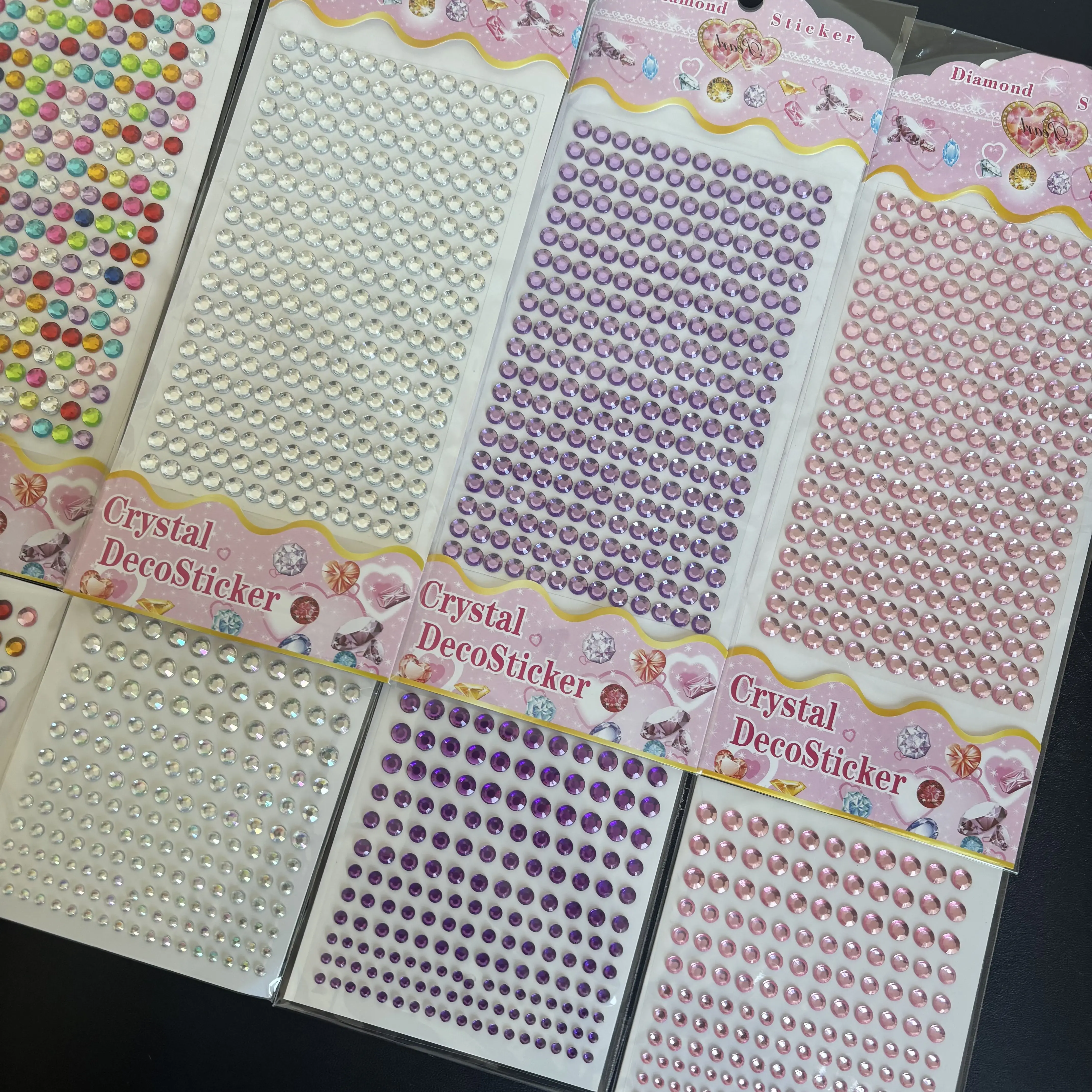 8 Round Diamond Stickers, Shiny Gemstones, Multi-Color Optional, Chain Stickers, Round Sparkling Crystal Stickers