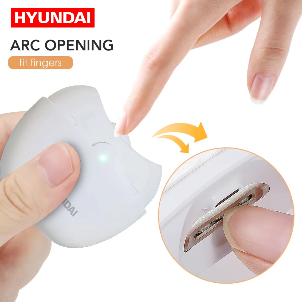 

HYUNDAI PMS-004 электрическая машинка для стрижки ногтей с вспомогательным освещением, автоматическая шлифовальная машинка для ногтей для взрослых и детей, портативный мини-маникюрный инструмент