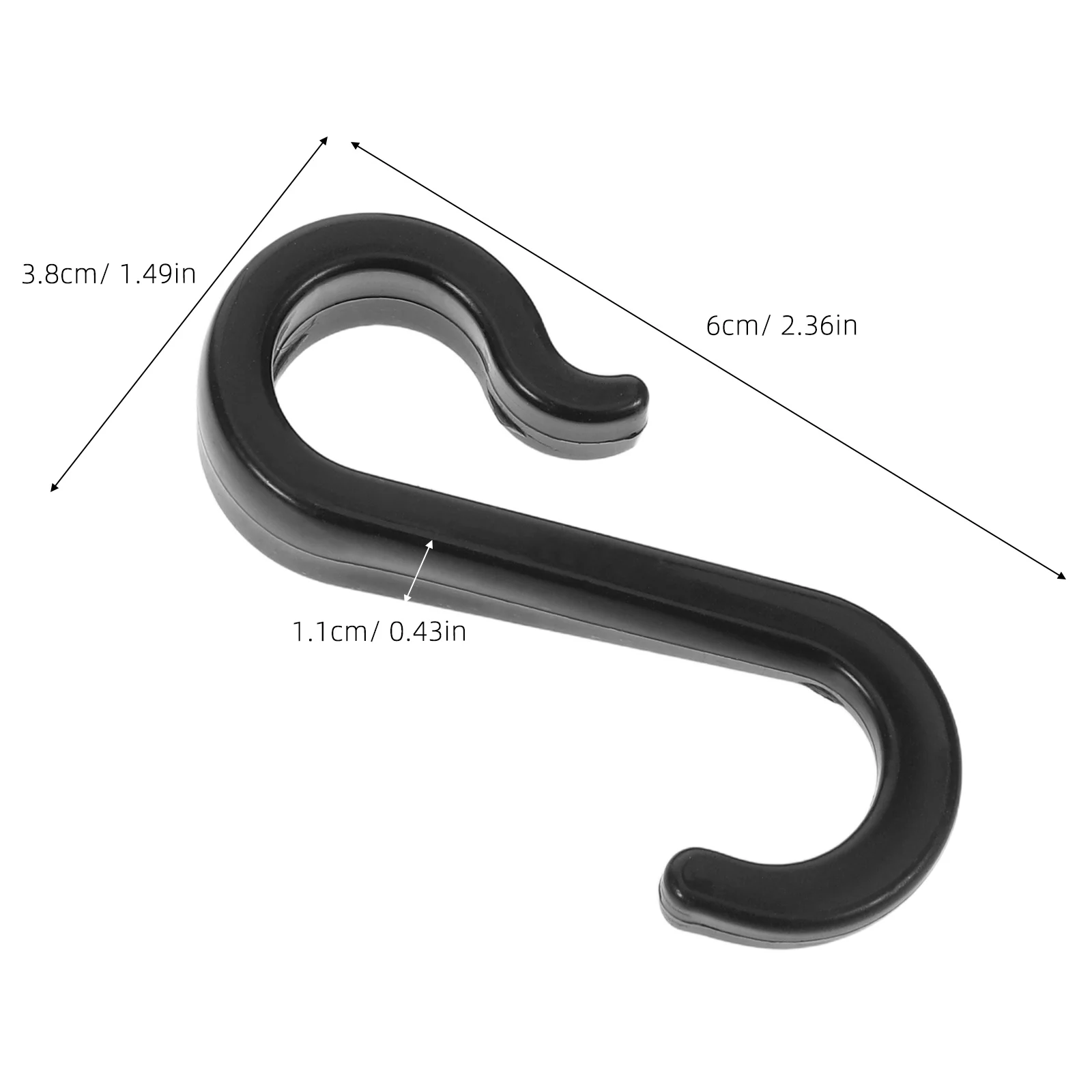 100 قطعة من خطافات بلاستيكية على شكل حرف S بتصميم مسطح وقدرة تحميل قوية للمطبخ والحمام والحديقة ورف سلكي وإكسسوارات مسار الستارة باللون الأسود