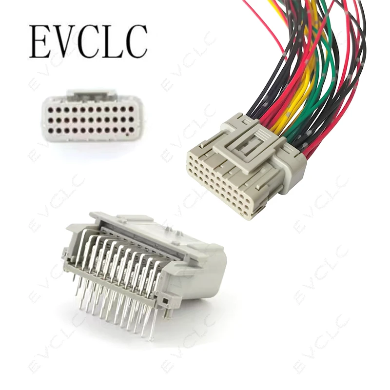 1 Set 33-Pin Waterproof Wiring Harness Connector 6189-7107 for Motorcycle EFI ECU & Car Igniter (Male & Female) Plug