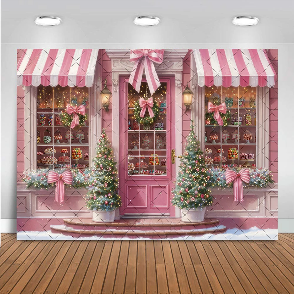 

Pretty Pink Christmas Store Photography Backdrop Princess Girl Birthday Cake Smash Photo Background Photocall Photo Studio Props