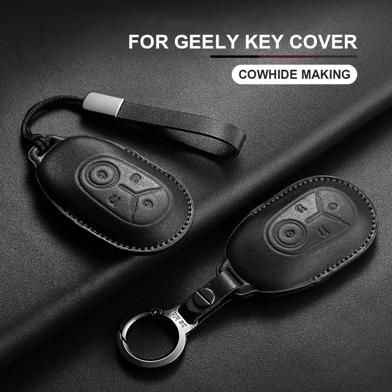 

Leather Car Key Case Cover Shell Fob For Geely Geome Galaxy Light Star Wishes 2025 Exploration Youth Version Key Accessories