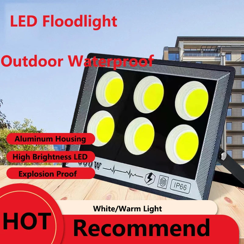 

New Outdoor IP66Waterproof 800W LED Floodlight Outdoor Lighting Socket Powered Lighting Multi-power Die-cast Aluminum Floodlight