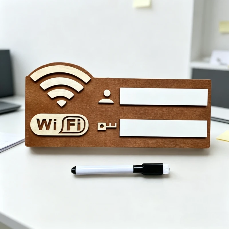 Wooden WiFi Password Sign Reusable Write-on Board With Marker Wall Decoration Name Password Display Plaque For Home Office