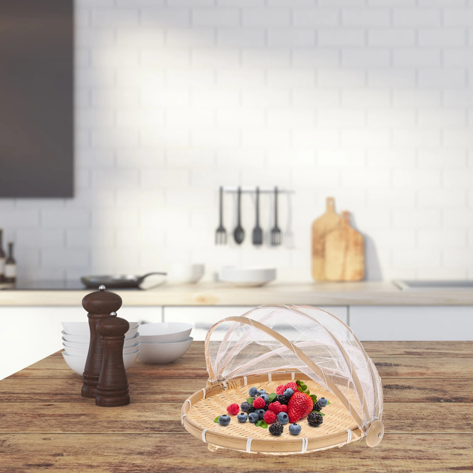 

Защищенная от мух корзина для еды, корзины для хранения ручной работы, крышка для овощей и фруктов, пылезащитный контейнер для хлеба, кухонная посуда