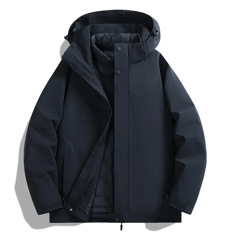 GoroTex Men Outdoor Windproof Waterproof Jacket Coat Man Detachable Hat Casual Parka Jacket Male Puffer Windbreaker Plus Size XL