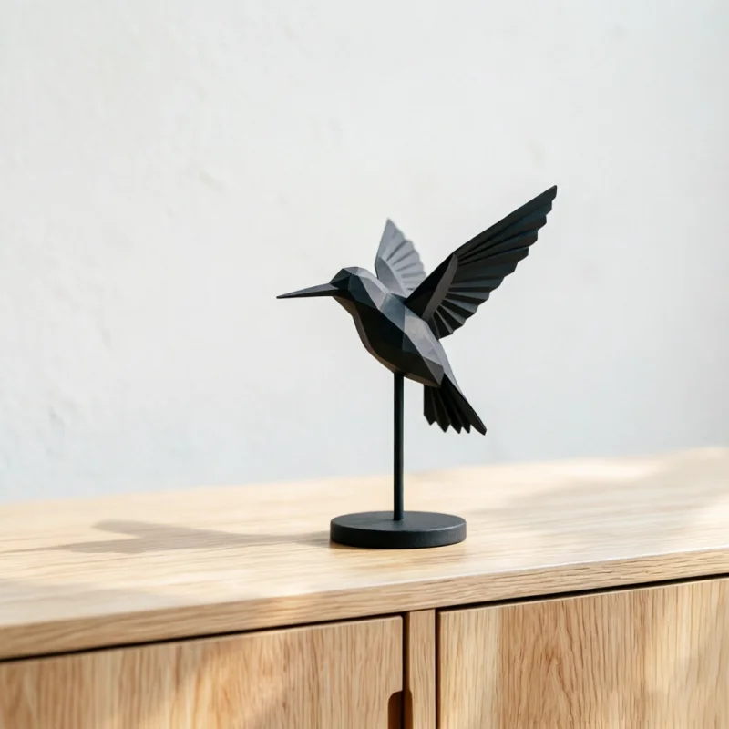 3D Printing Mockup - تمثال طائر الطنان التجريدي متعدد الأوجه،