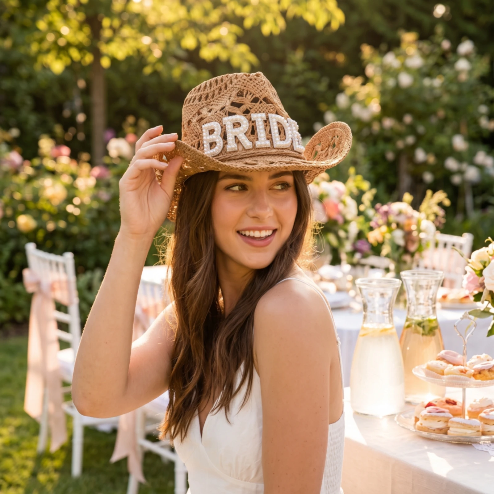 Bridal Cowboy Hat Lightweight Bride Cowboy Hat Breathable Sturdy for Bridesmaids, Bachelorette Parties, Weddings