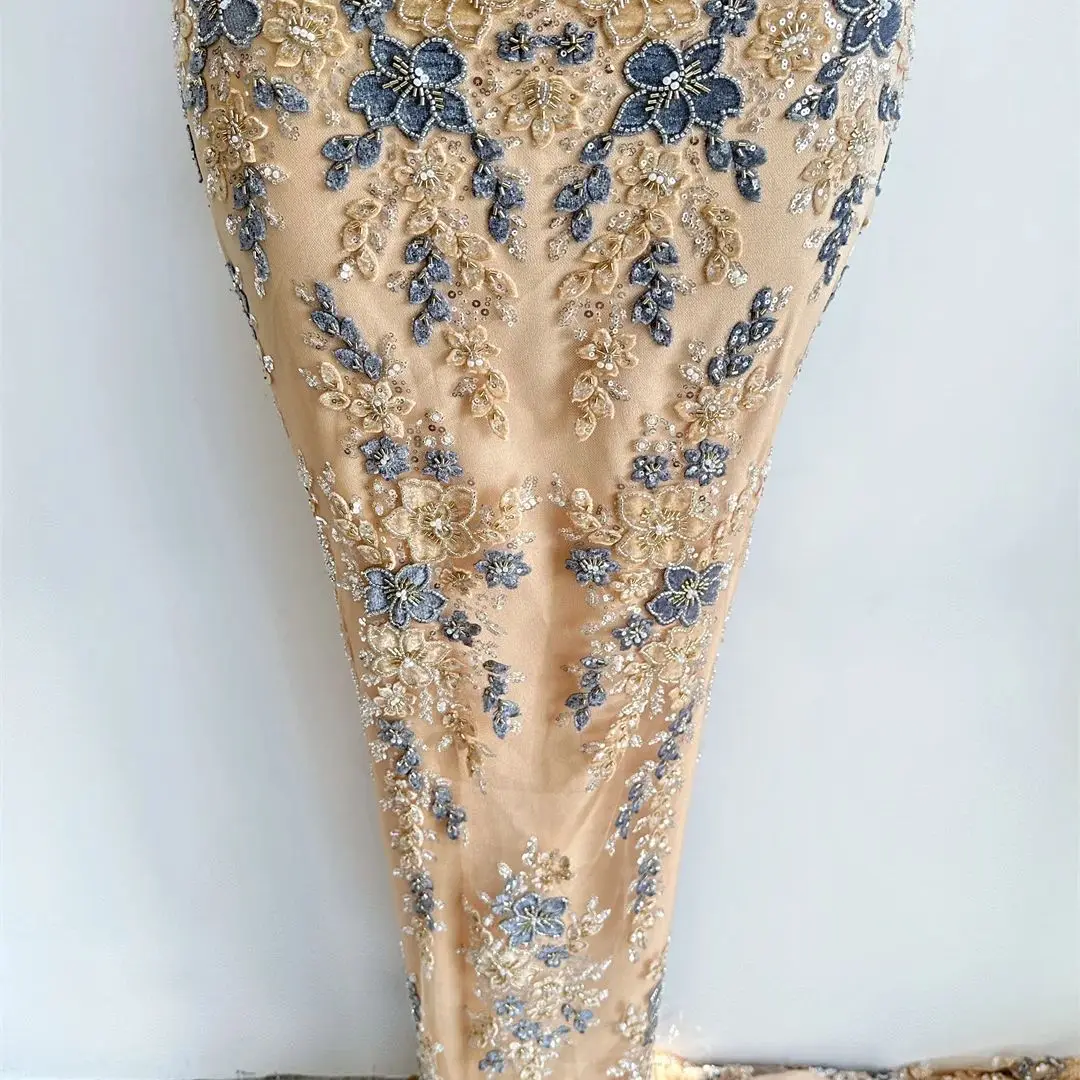 

Luxury African Sequin Beaded Lace Fabric 2025 High Quality Groom Nigerian Wedding Bridal Embroidery French Tulle Sewing