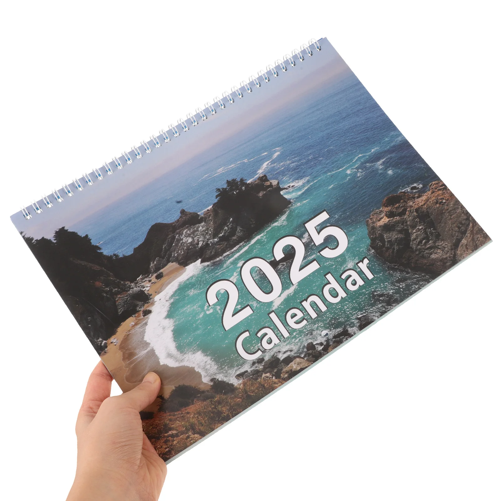 Landscape Calendar Weekly Planner Date to Turn Ornaments for Living Room Modern Paper 2025 Wall Decor Spiral Binding