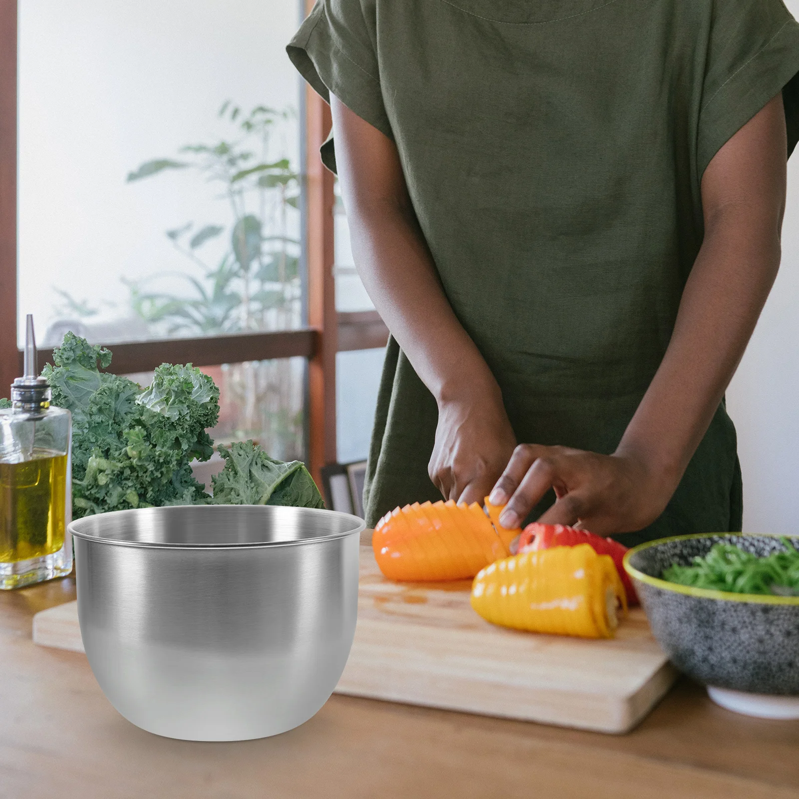 

Stainless Steel Bowl For Mixing Bowl 19cm Small Size Deep Kitchen Baking Bowls Egg Dough Salad Nesting Cookware