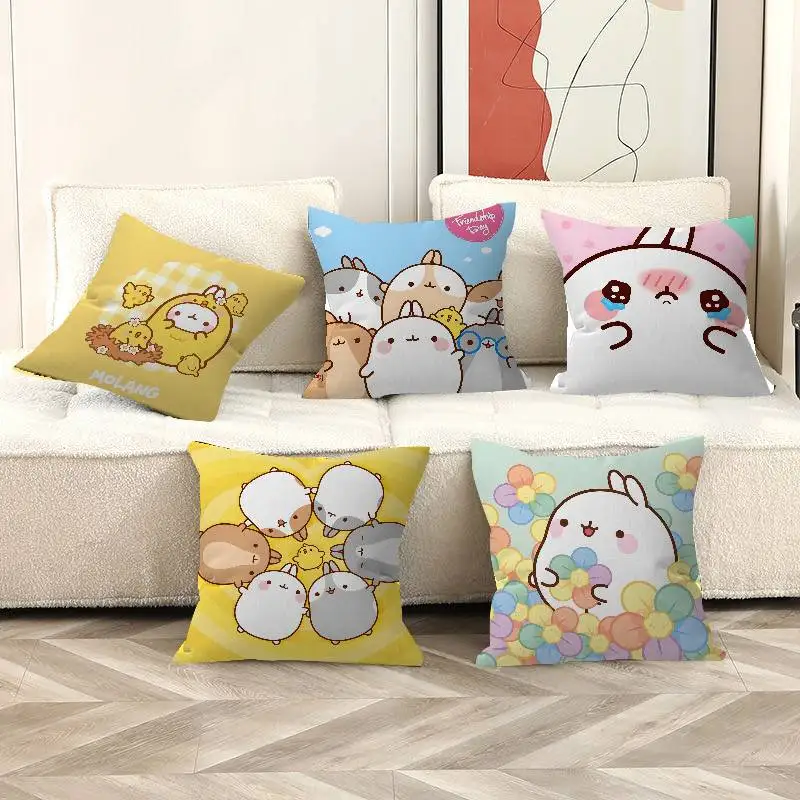 Cute Character M-Molang Cushion Cover Pillow Cover Decor Pillowcase Printed Cushion Case for Couch