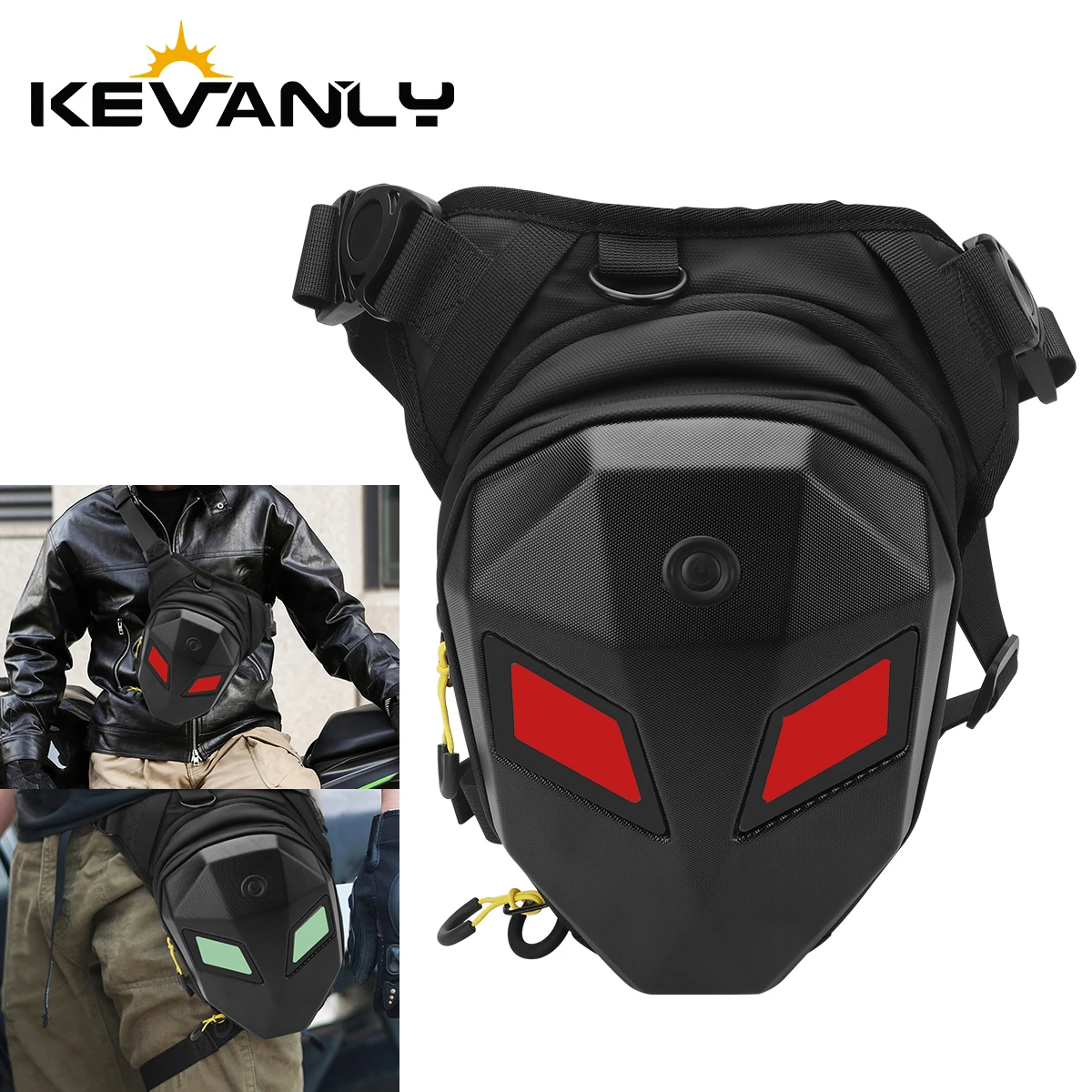 Evil Eye Motorcycle Bicycle LED Display Drop Waist Leg Bag Colorful Guide Plate Eye Waterproof Ride Cycling Shoulder Chest Bag