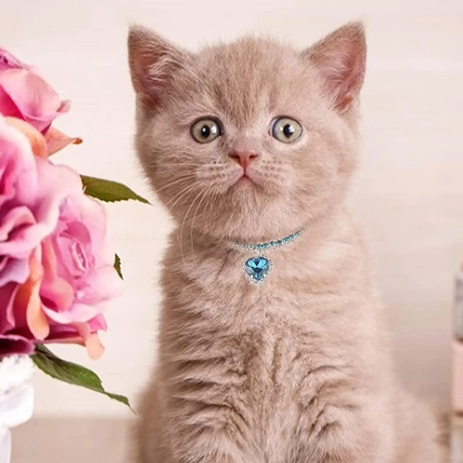Luxus Kristall Katze Kragen Liebe Anhänger Halskette Haustier Kragen Einstellbare Kleine Hund Katze Hals Ring Strass Kragen Haustier Zubehör – Detail 7