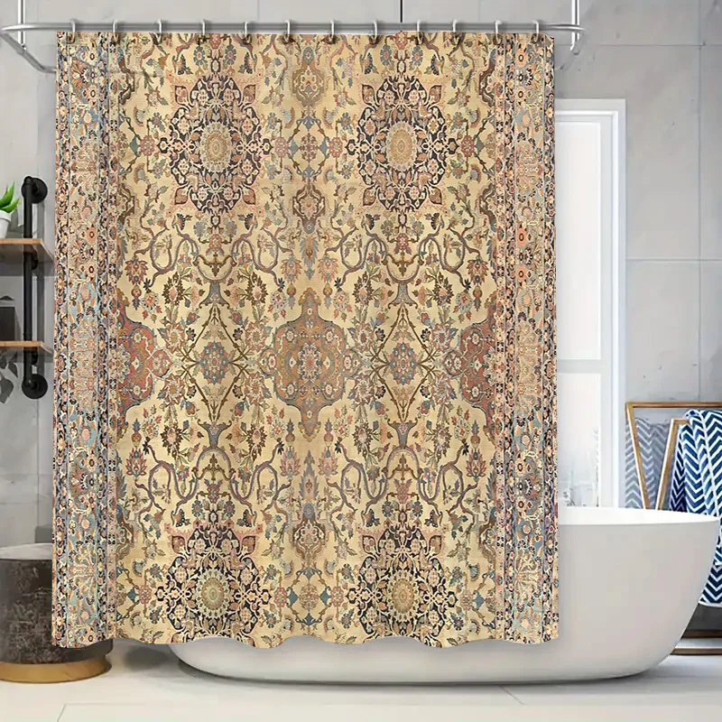 Eleganter Vintage-Blumen-Duschvorhang, wasserdicht, Badezimmer-Dekor, Bauernhaus, rustikales Muster, Stoffhintergrund für Wannen