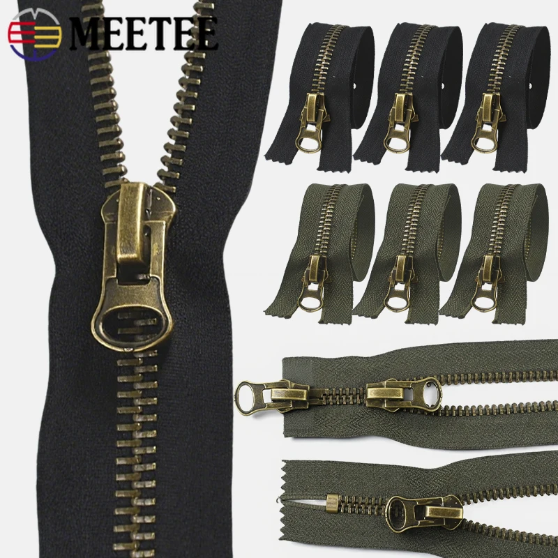 

1Pc Meetee 8# 12-120cm Open/Close-End Metal Zippers Coat Jacket Down Double Sliders Replace Zips Repair Kits Sewing Accessories