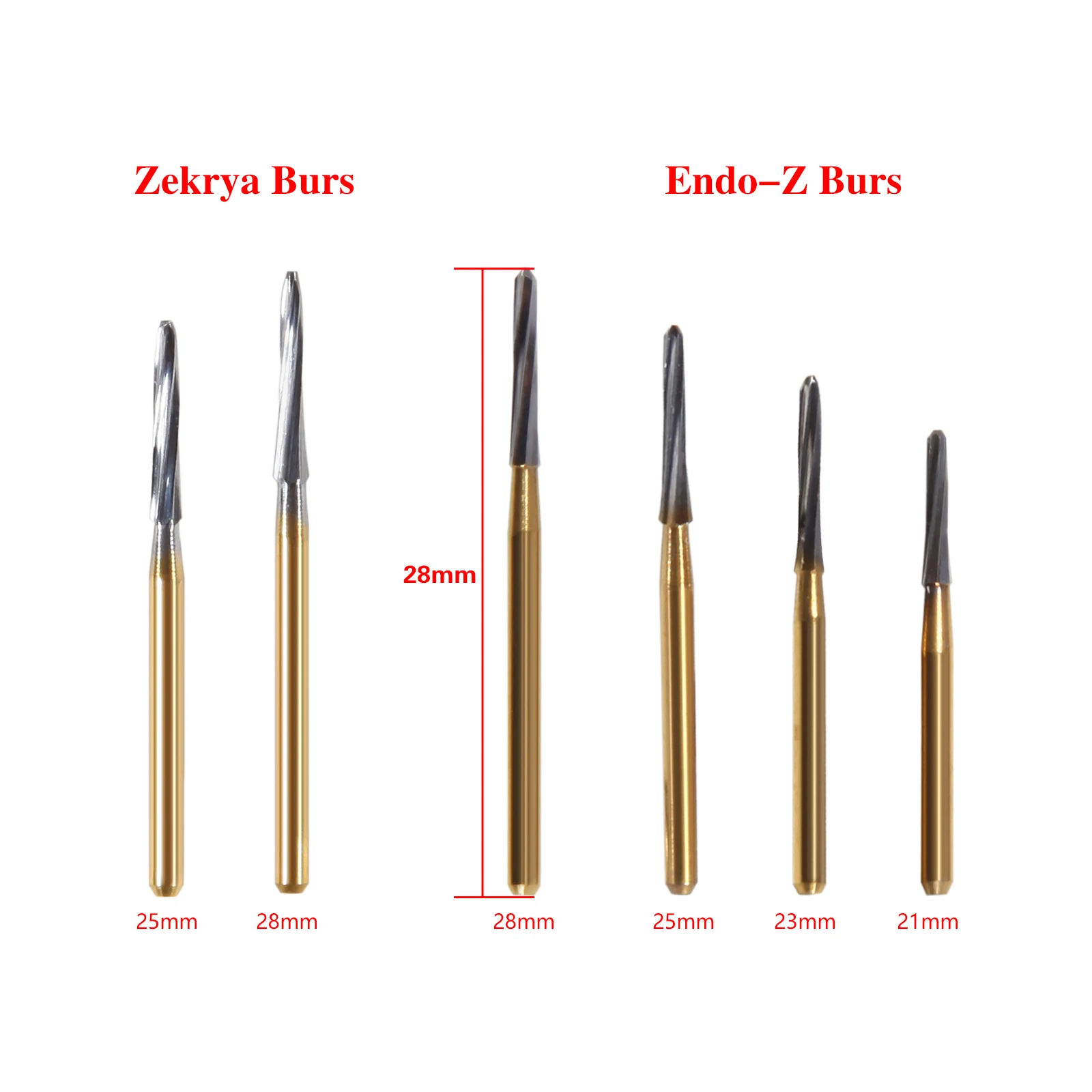 Dental Surgical Zekrya Endo-Z Carbide Tungsten Drill Burr FG Gold Bur High Speed 21/23/25/28mm