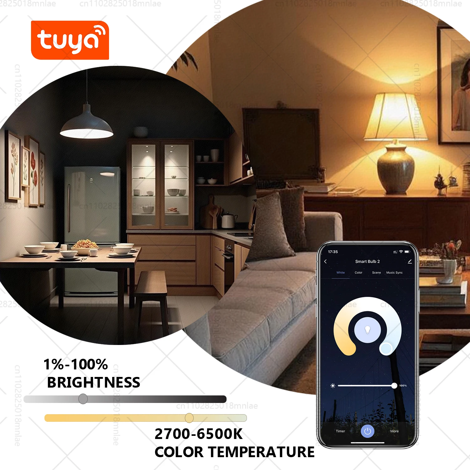 Tuya Smart LED Light Bulb E27 RGBCW 15W Wifi Bluetooth Led Lamp Home Decor Lighting 220V Alexa Google Assistant Remote Control image 3