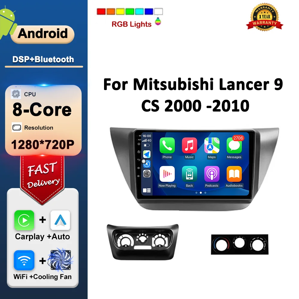 

Android OS Carplay for Mitsubishi Lancer 9 CS 2000 -2010 Car Multimedia Video Player GPS Navigation BT DSP Stereo HD IPS Screen