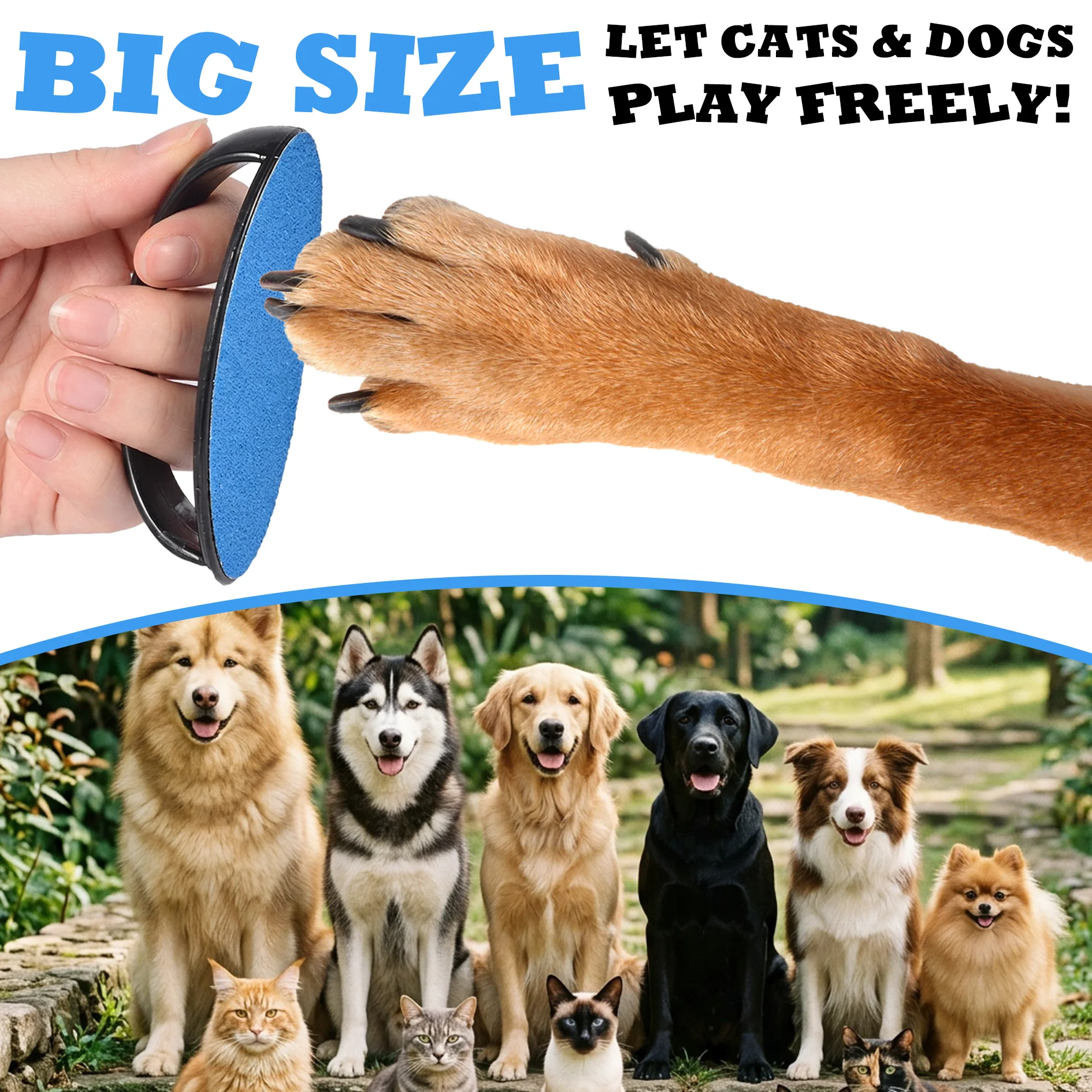 97mm Large Dog Nail File Quiet Grinding Tool with 3 Sandpapers for Pet Nail Care