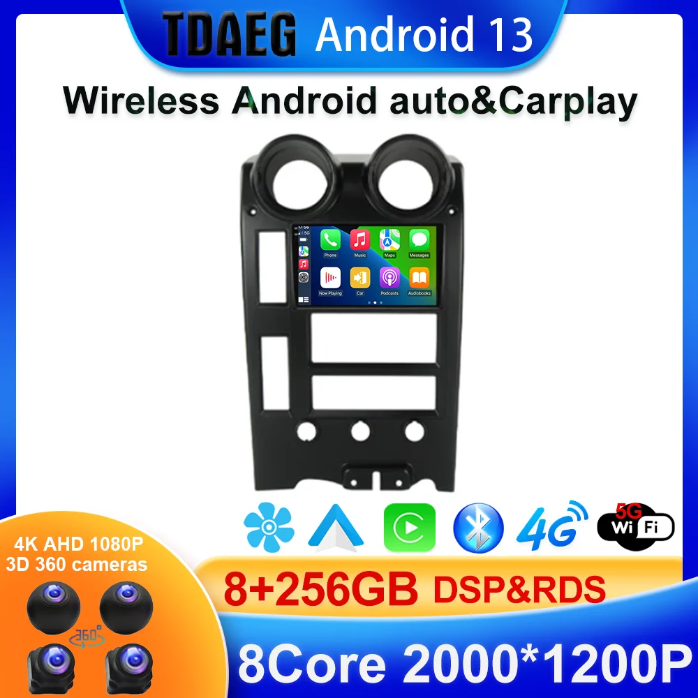 For Hummer H2 2002-2007 No 2din DVD Qualcomm Snapdragon 8 Core Car Radio Player Android 13 Carplay Rear Camera Mirror Link 4G