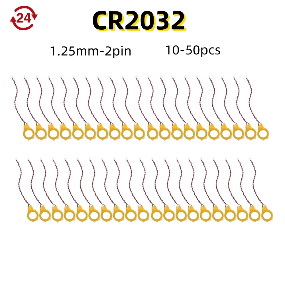 10-50pcs CR2032 Battery Wires 2Pin Notebook BIOS CMOS Battery-Laptop Battery Motherboard Battery 3V With Adhesiv 230MAH