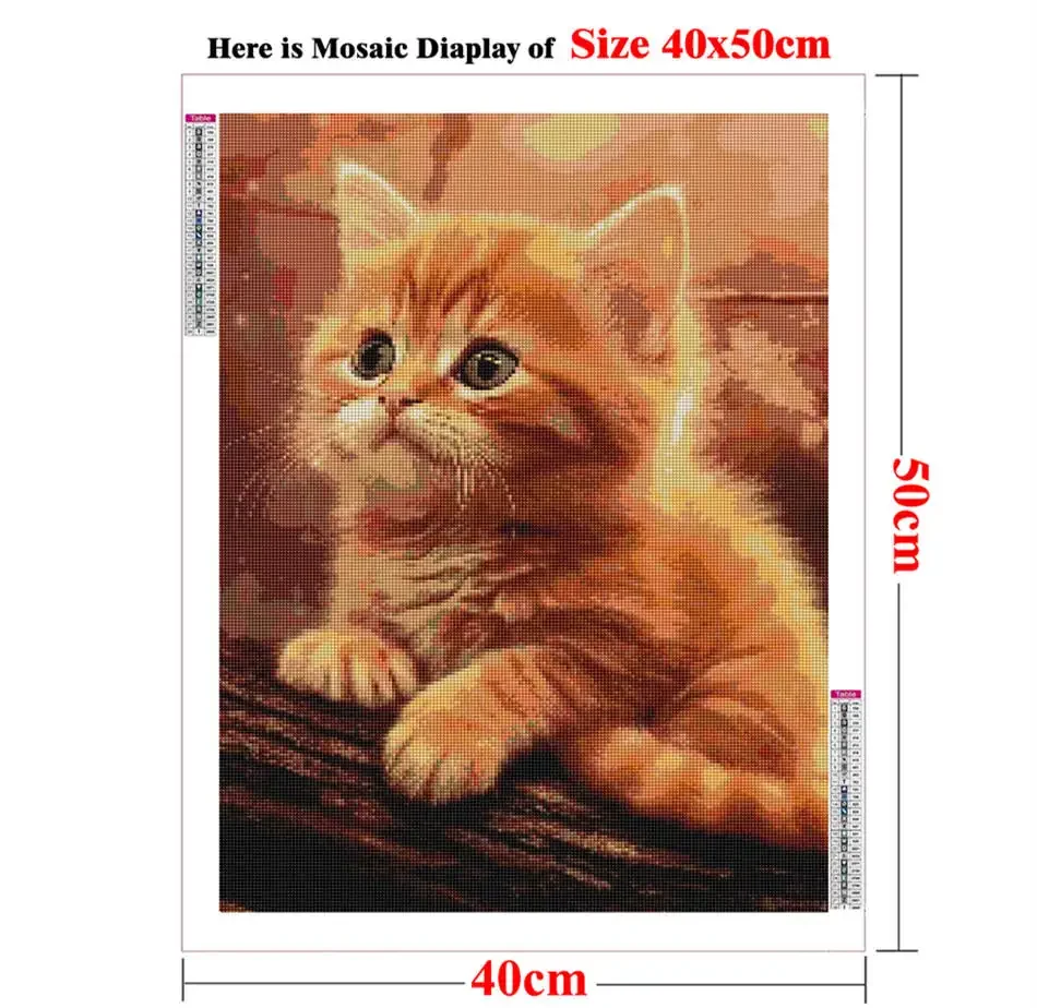 Ginger Tabby Cat DIY New Diamond Paintings Full of Diamonds Orange Cat Breeds Kitten Rhinestone Embroidery Cross Stitch Decor