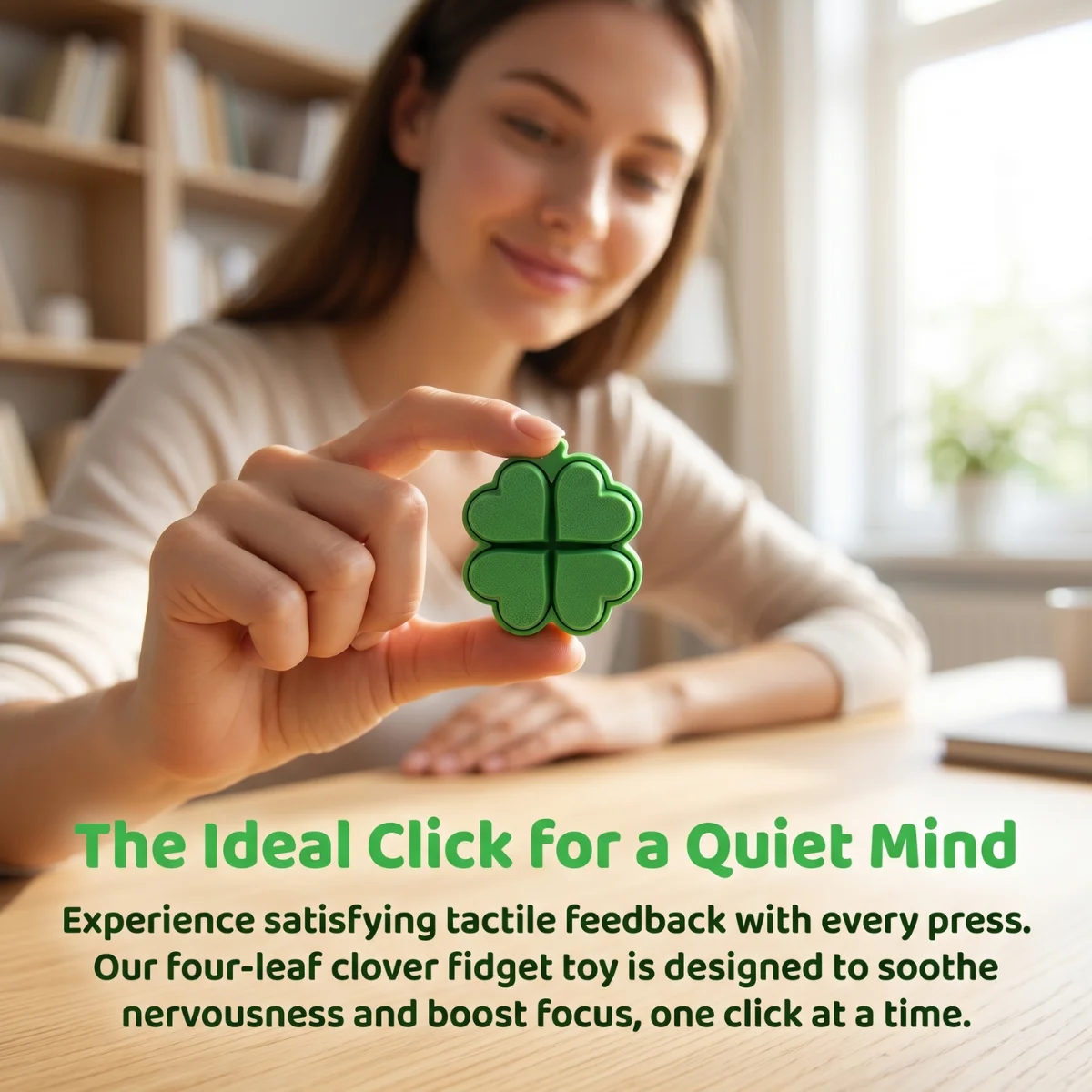 1 Pack 6.1cm 3D Printed Eco-Friendly PLA Minimalist Multicolor Lucky Four-Leaf Clover Design Fidget Clicker Toy