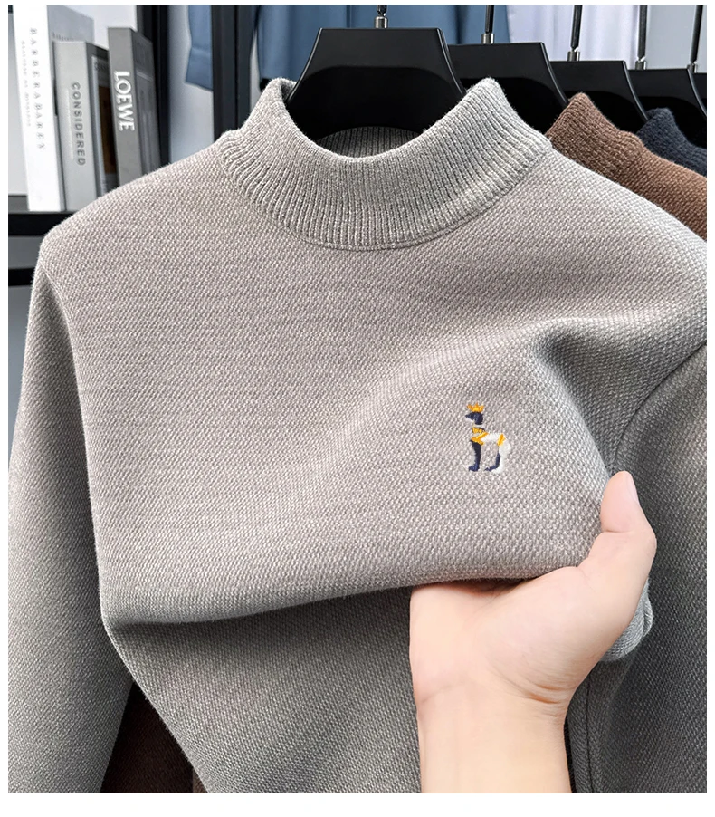 

Высококачественный бархатный свитер с вышивкой снега и полувысоким воротником из толстого бархата, зимний базовый свитер с полувысоким воротником