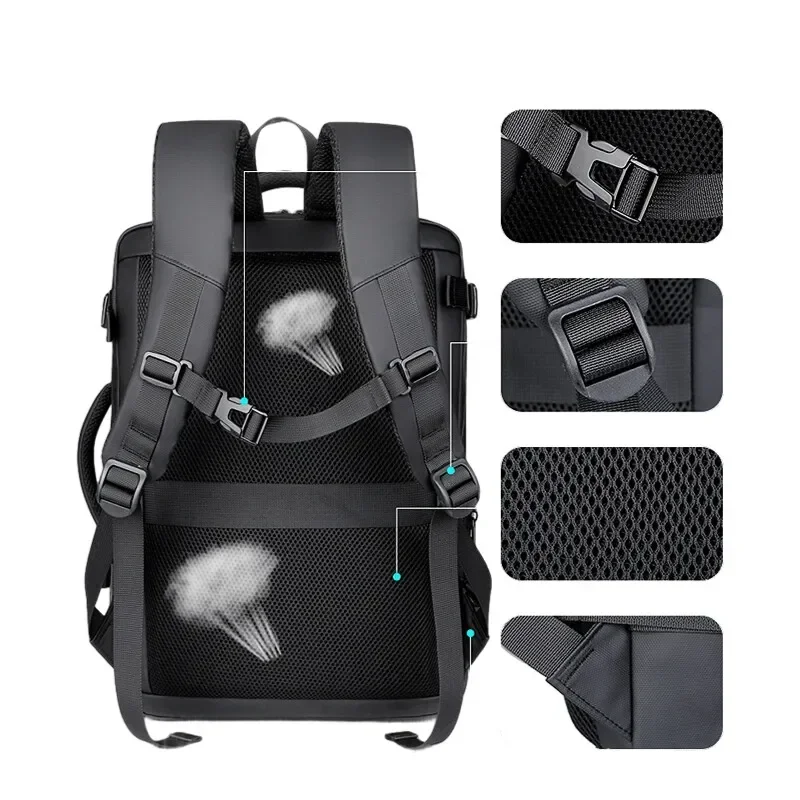 Men's 50L Expandable ABS Hard Shell Rucksack Water-Resistant 17” Laptop Bag Featuring USB Port Stylish 2-in-1 Rucksack & Tote