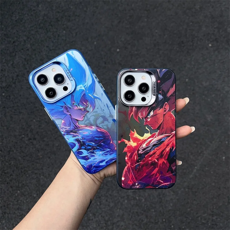 Anime D-Dragons Balls Goku Phone Case for iPhone 15 14 13 12 11 Pro Max Color Sliver Shockproof Protective Phone Back Cover