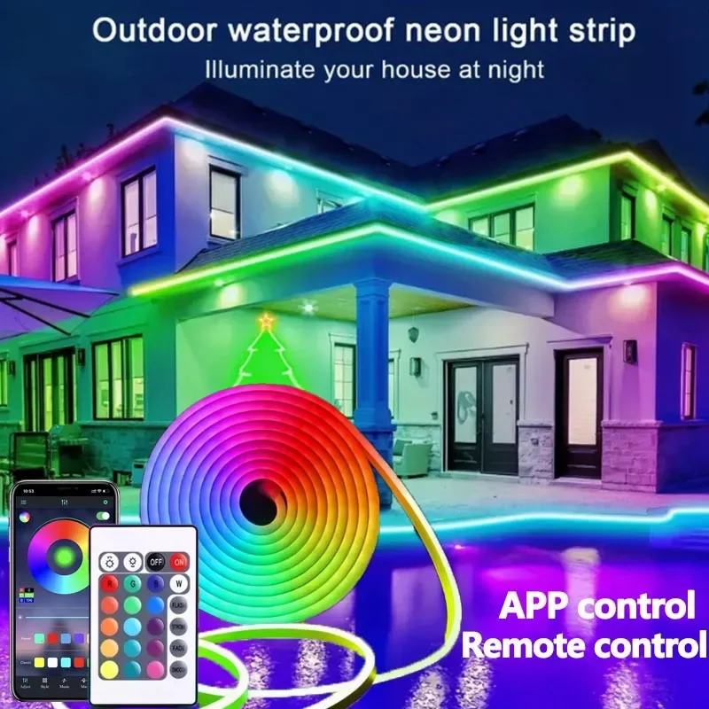 USB النيون LED قطاع أضواء RGB مرنة حبل مصباح APP التحكم عن بعد مقاوم للماء مزامنة الموسيقى لغرفة الألعاب عيد الميلاد الديكور