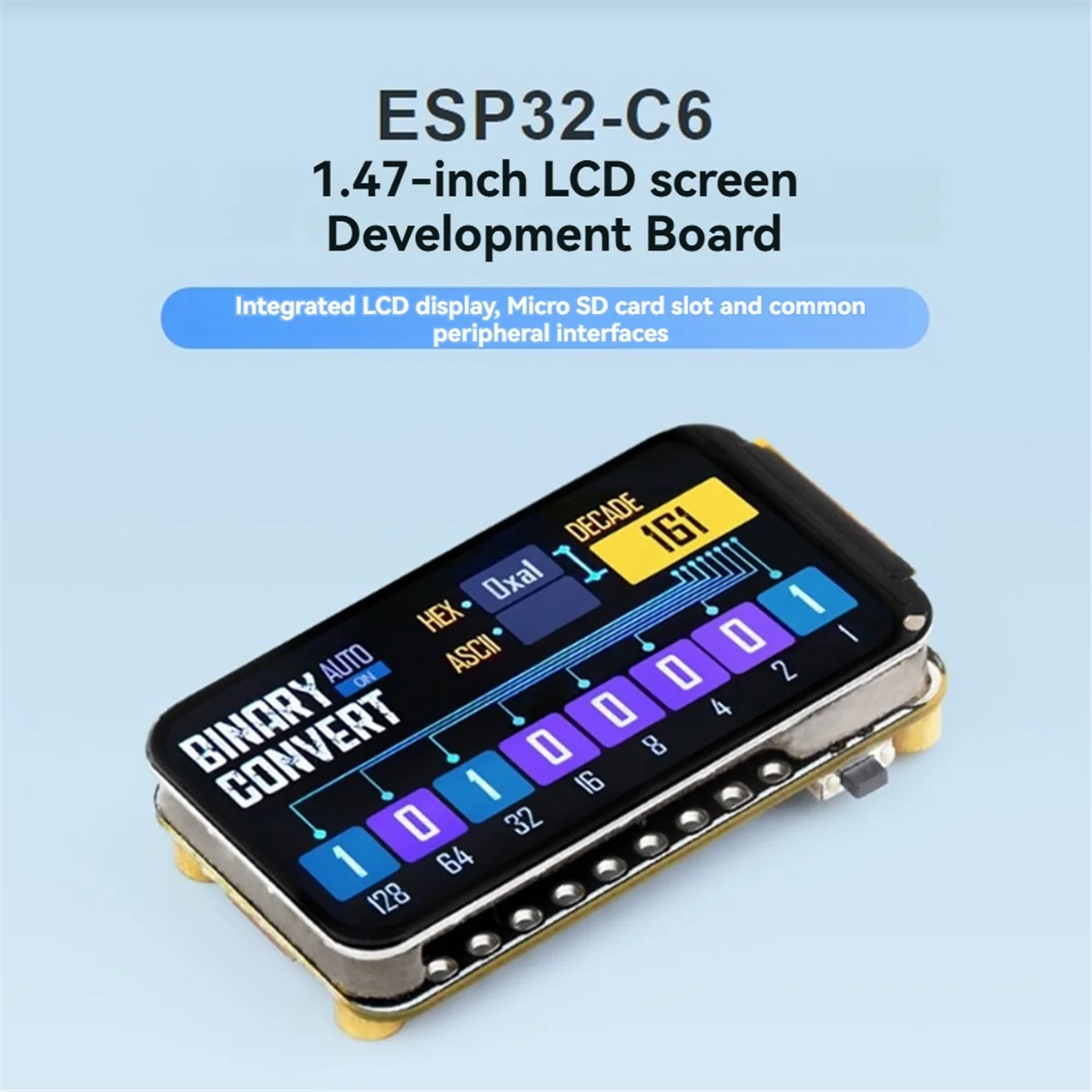 ESP32-C6 1.47 นิ้วบอร์ดพัฒนาจอแสดงผล 160MHz ความถี่ Single-Core Processo รองรับ WiFi