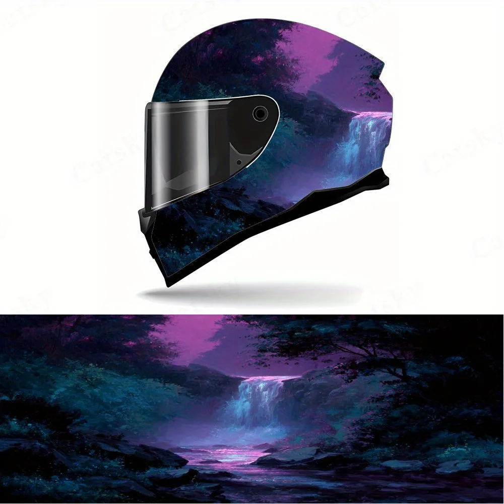 

Purple Waterfall Full Face Helmet Decals - Durable and Waterproof PVC, self-adhesive Motorcycle Racing Helmet Aesthetic Sticker,