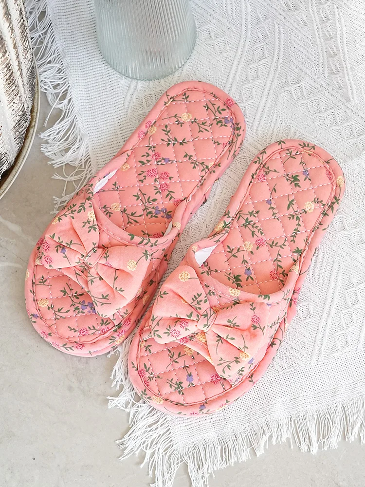 

Новые корейские женские домашние хлопковые тапочки с узлом, бесшумные мягкие нескользящие домашние тапочки-поло