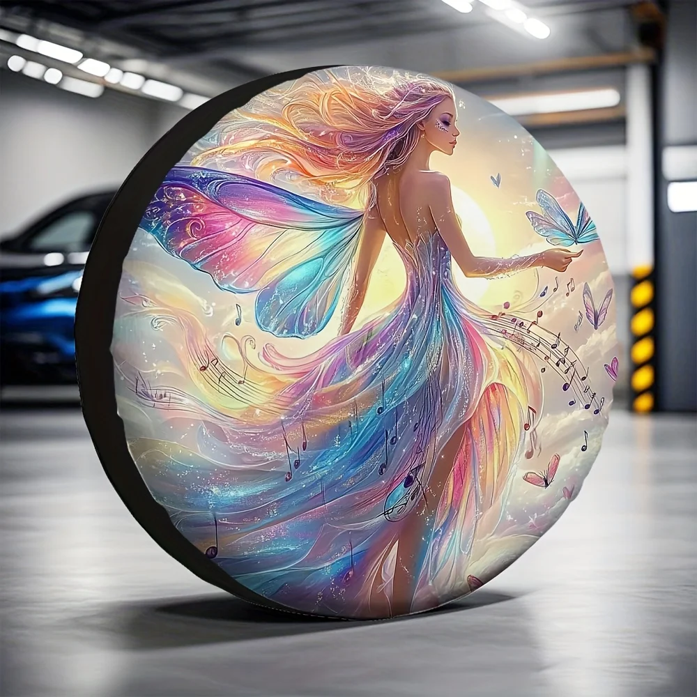 1pc, Popular Tire Covers With Butterfly Design, Machine Washable Fabric, No Electricity Required, Perfect As New Year Gifts And